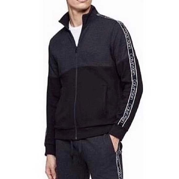 Mens 2XL Calvin Klein Tracksuit Set 🔥 Joggers + Zip Up Jacket Charcoal+ Black - Picture 2 of 8